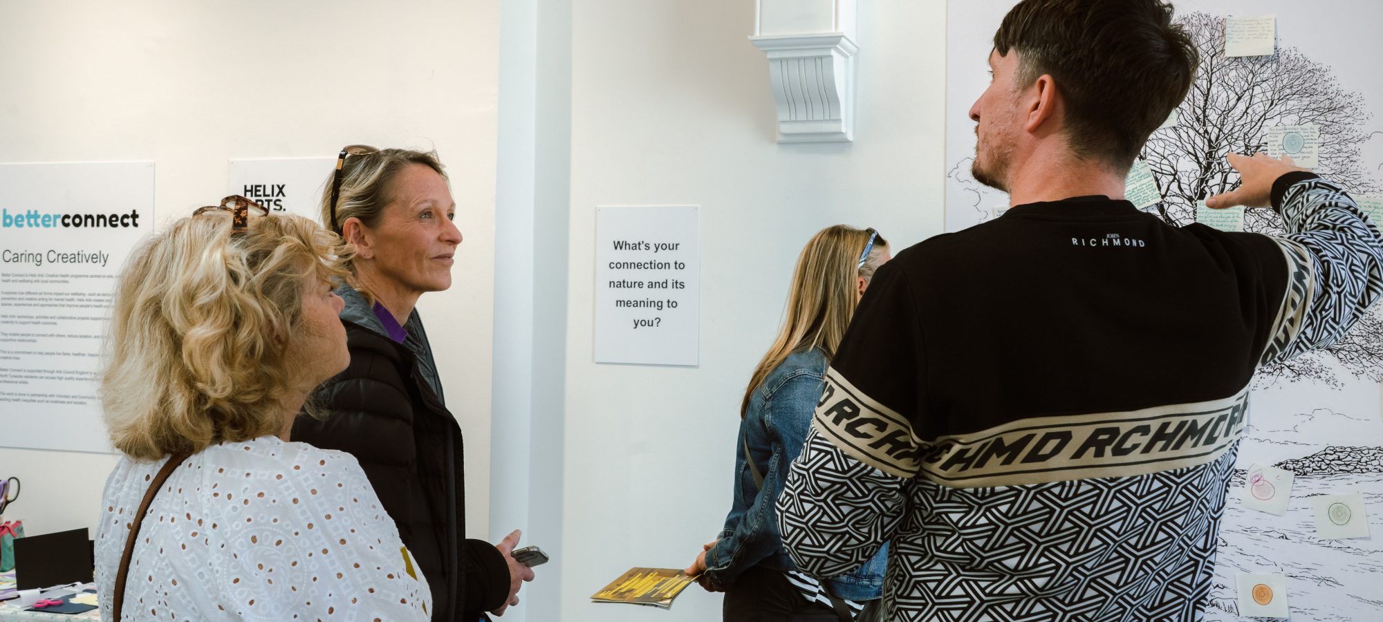 People talking in Helix Arts HQ
