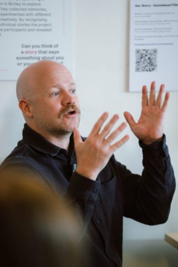 Architect George King talking to the room